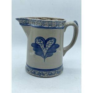 BBP Beaumont Brothers Pottery Pitcher Blue Sponge Ware Heart Farm 1996